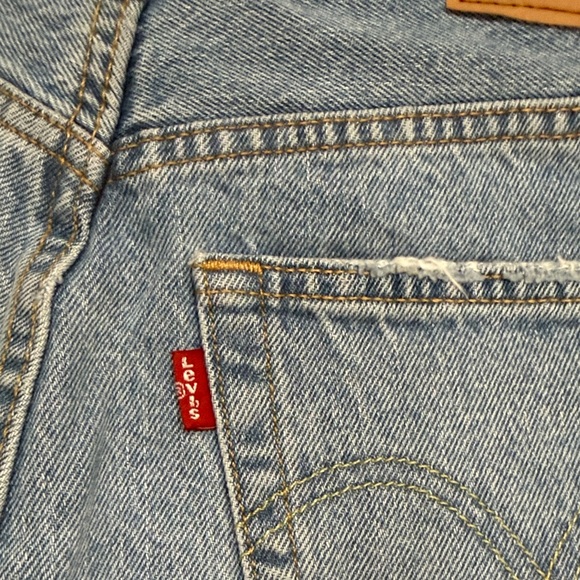 Levi's Light Blue Distressed Jean Shorts - Picture 6 of 7